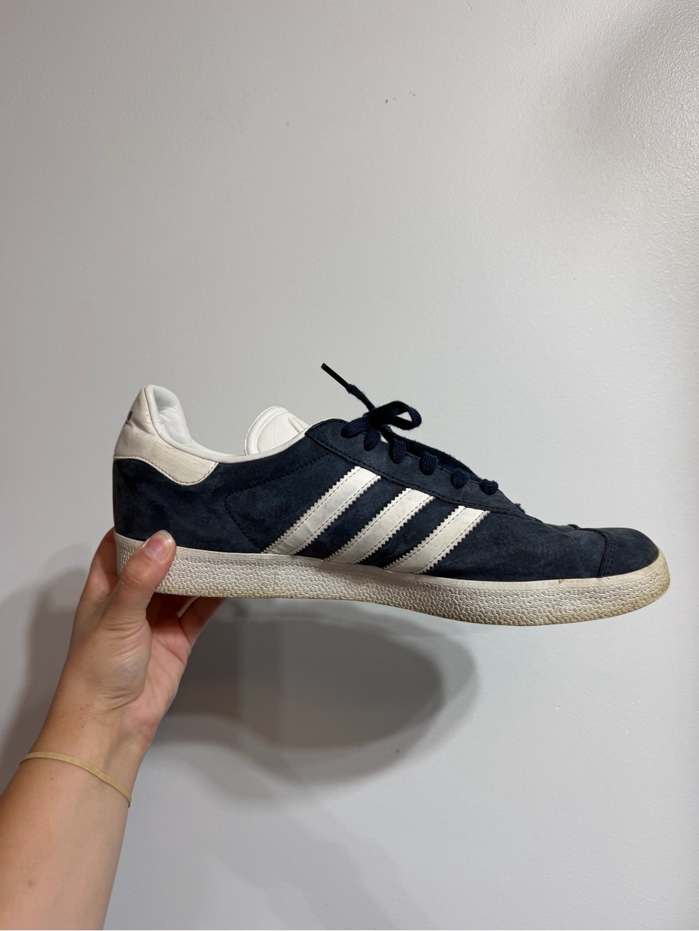 Adidas Gazelle Navy Blue White Suede Low Top Sneakers Men's Size 12